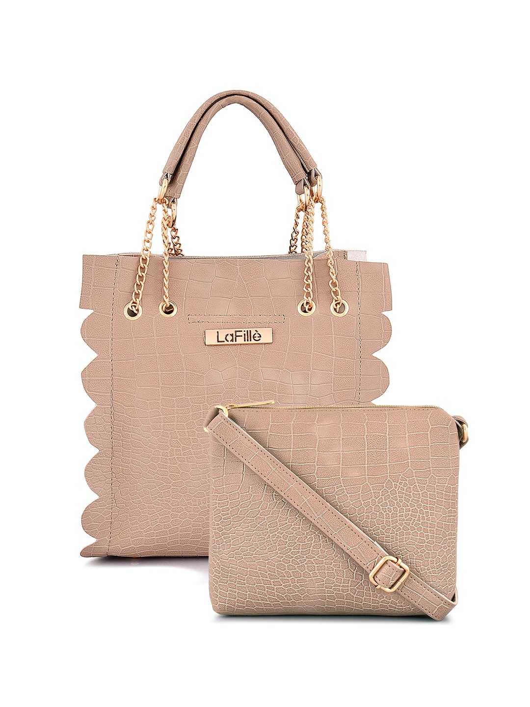 

LaFille Oversized Structured Handheld Bag with Quilted, Beige