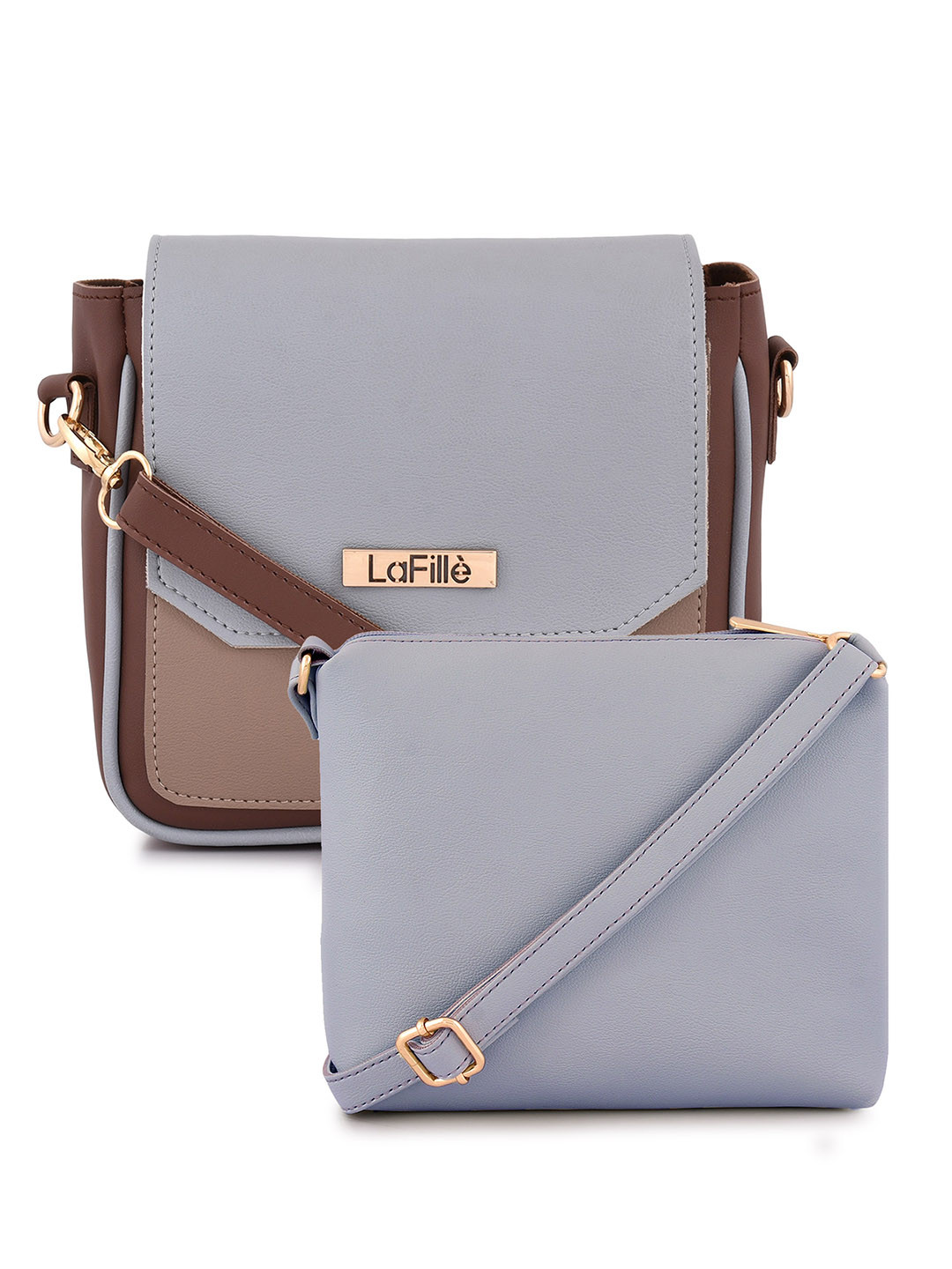 

LaFille Set of 2 PU Structured Sling Bag, Brown
