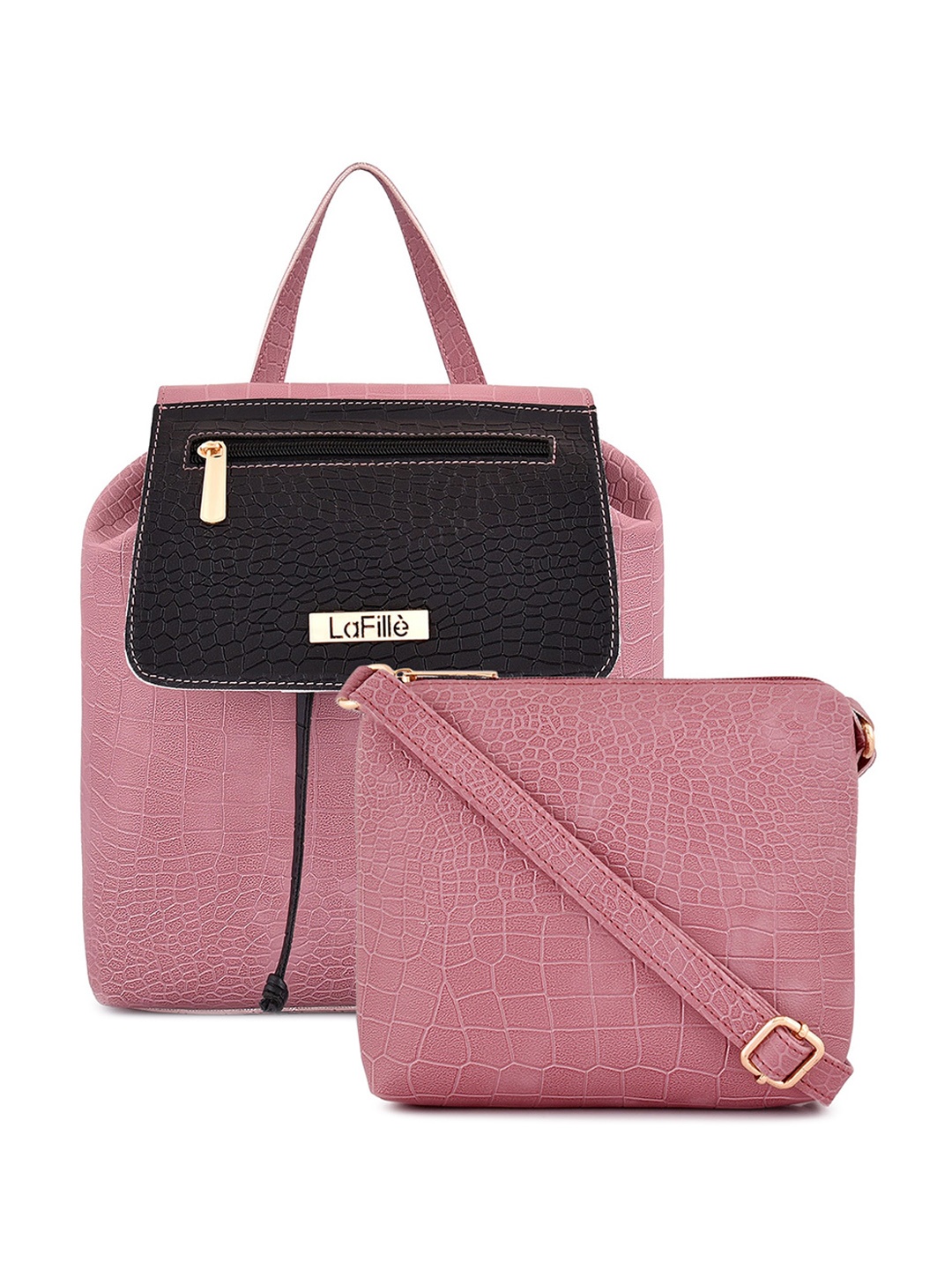 

LaFille Purple Textured PU Structured Handheld Bag