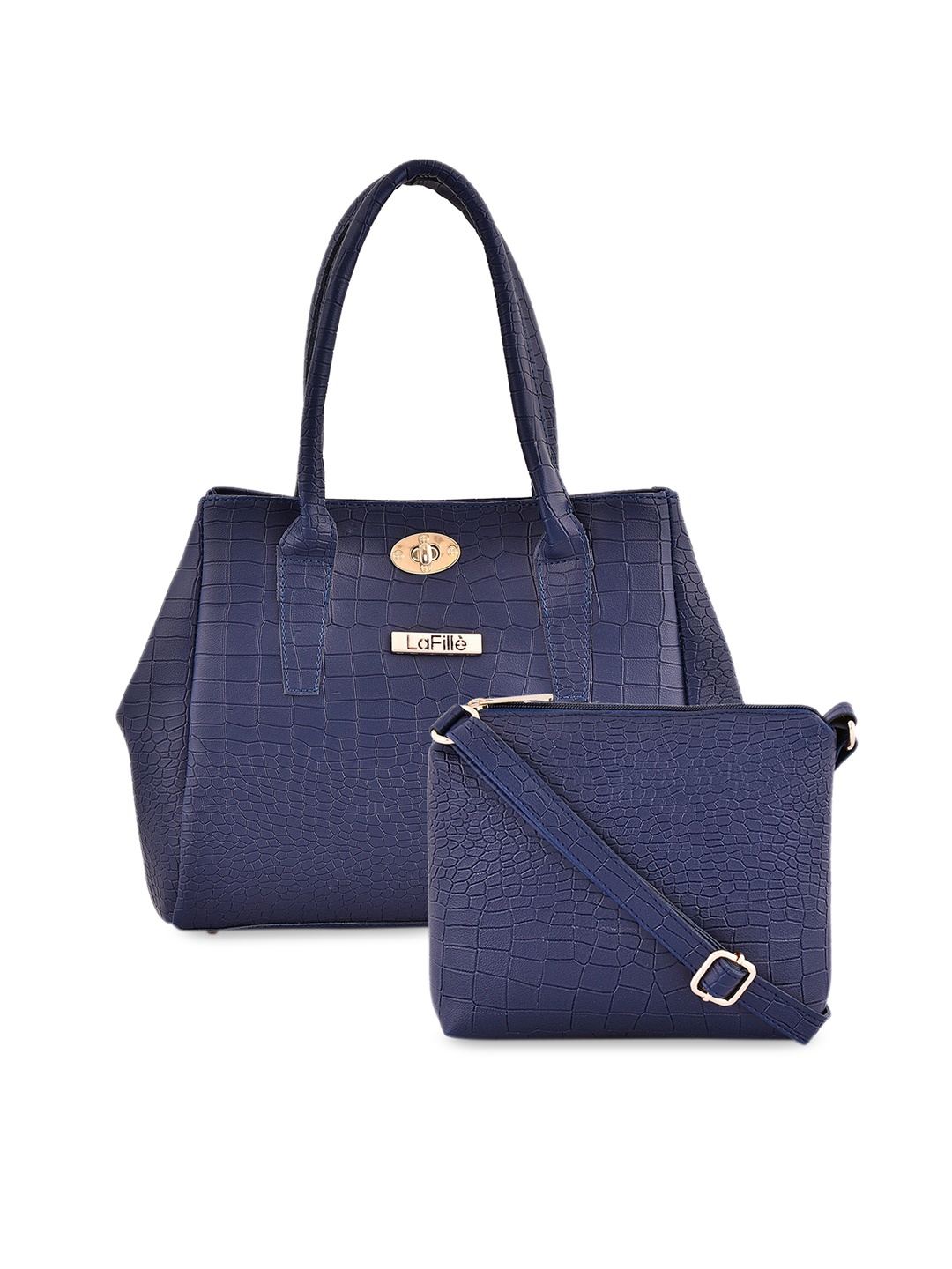 

LaFille Textured PU Structured Handheld Bag, Blue