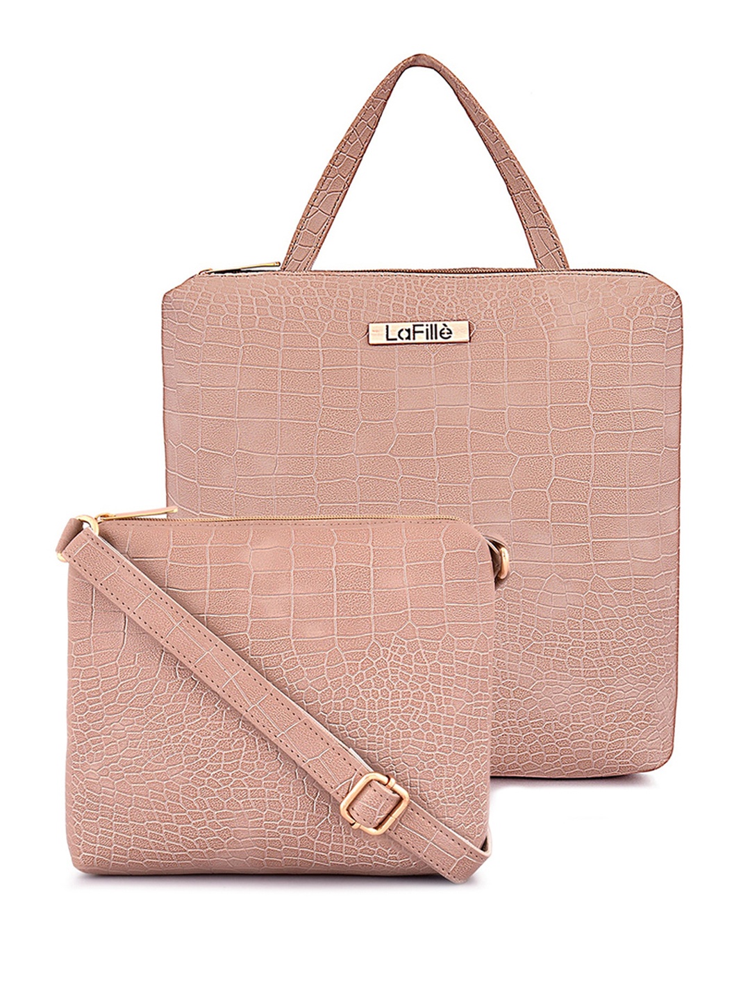 

LaFille Textured PU Structured Handheld Bag, Beige
