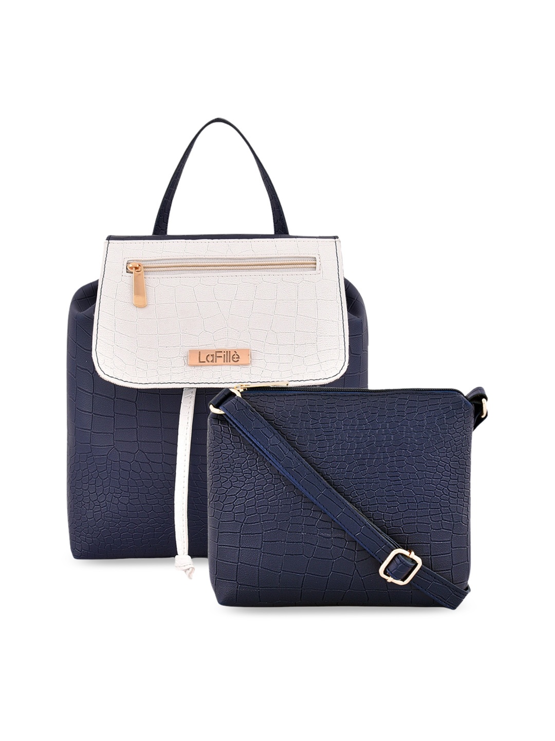 

LaFille Set Of 2 Textured Bucket Sling Bag, Blue