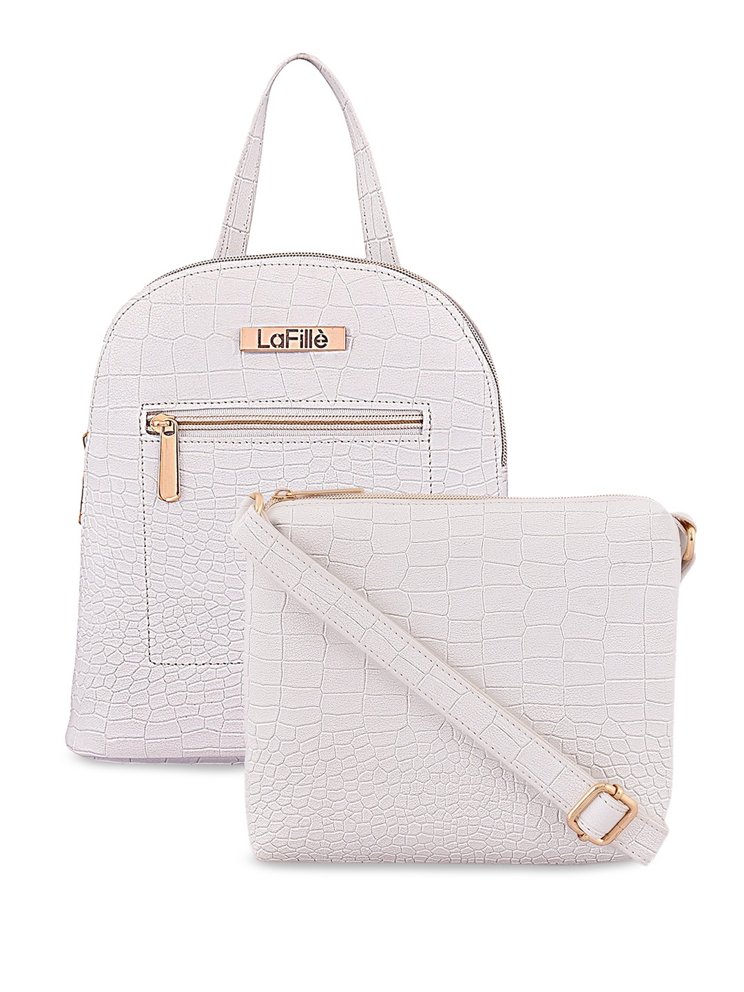

LaFille Set Of 2 Textured Sling Bag, White