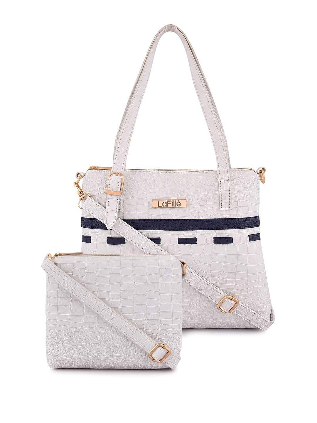 

LaFille Set of 2 PU Structured Handbags, White