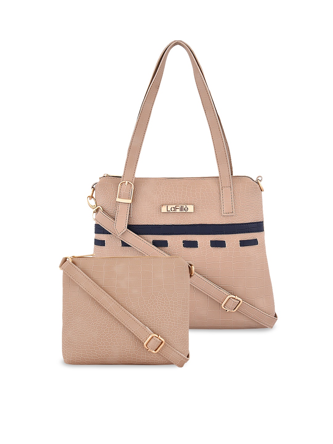 

LaFille Set of 2 PU Structured Handbags, Beige