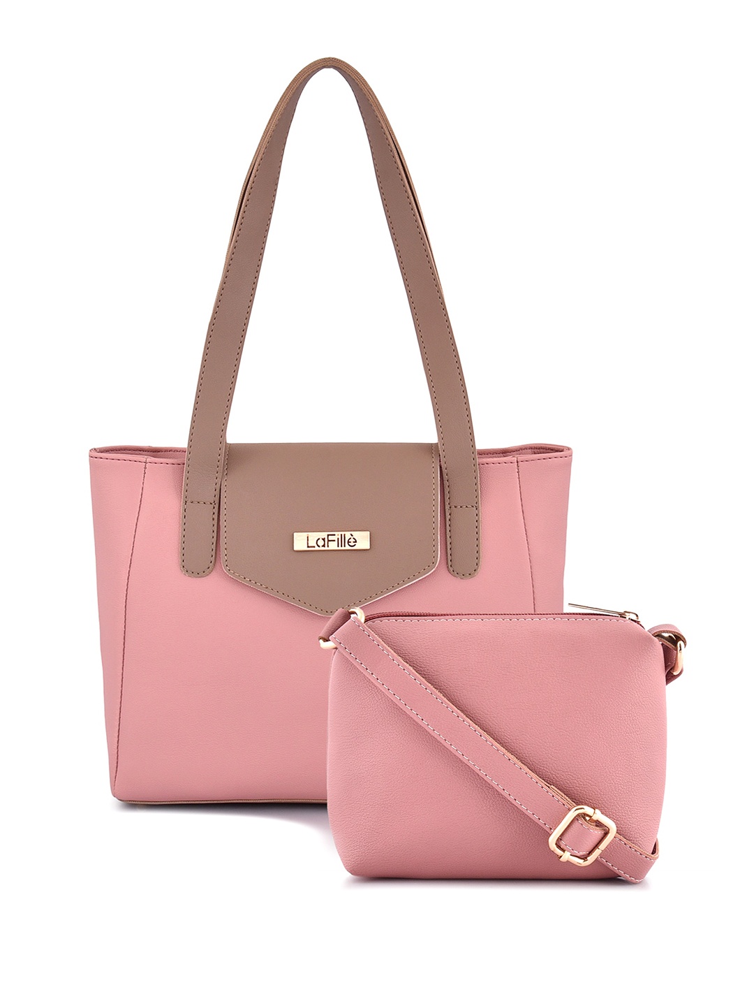 

LaFille Set OF 2 Structured Shoulder Bag & Sling Bag, Pink