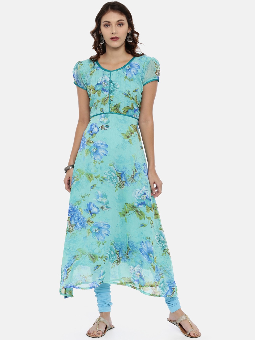 

Souchii Floral Printed Anarkali Kurta, Sea green