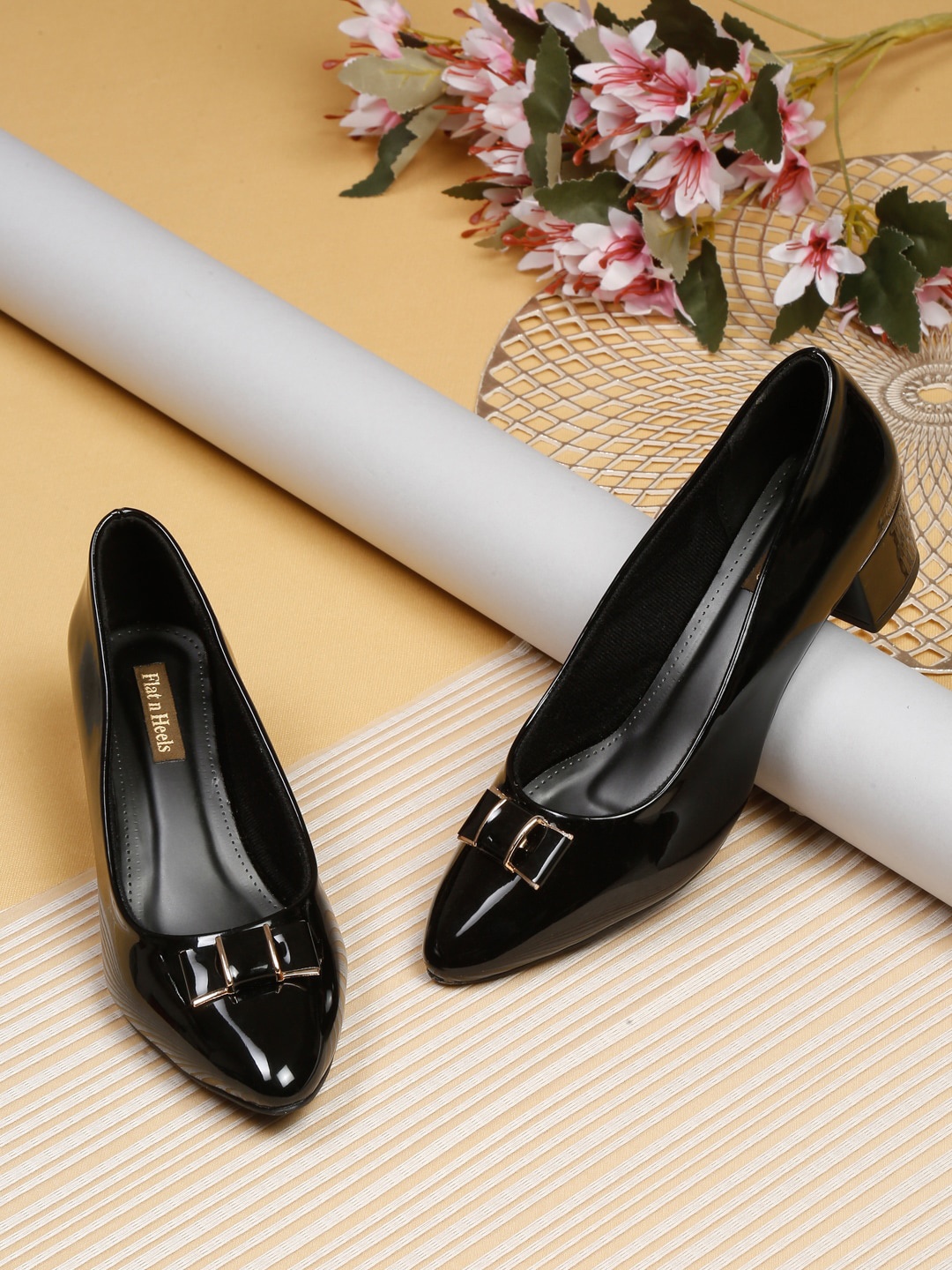 

Flat n Heels Bow Detail Block Pumps, Black