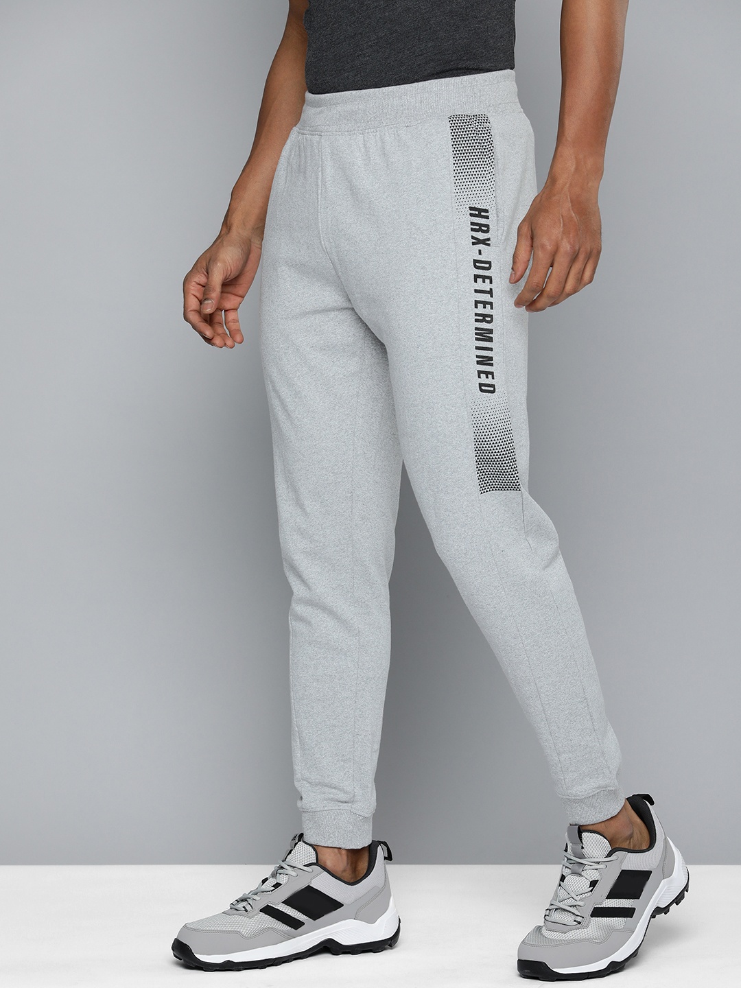 

HRX by Hrithik Roshan Men Lifestyle Typography Printed Terry Joggers, Grey melange