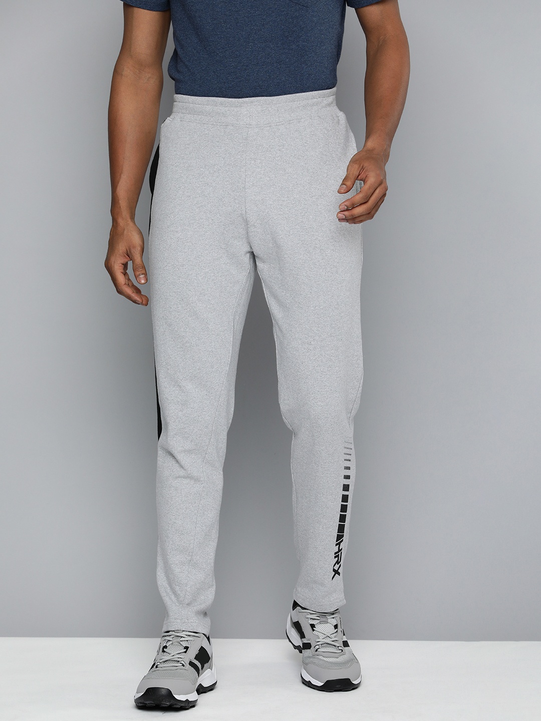 

HRX by Hrithik Roshan Men Typography Printed Track Pants, Grey melange