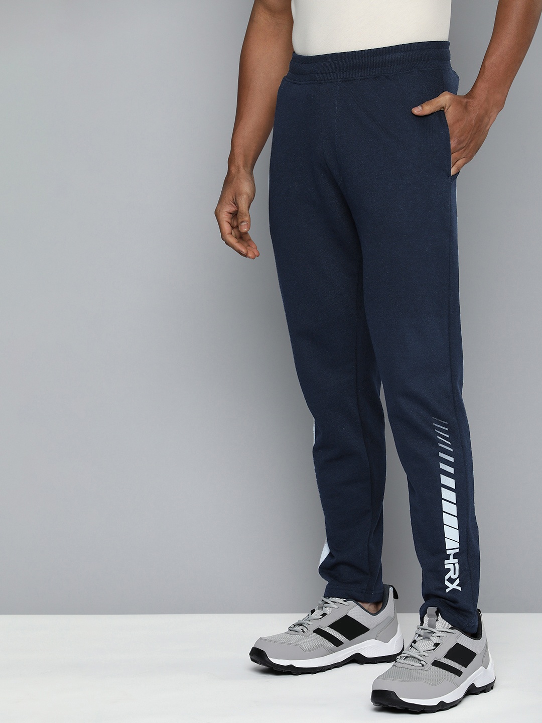 

HRX by Hrithik Roshan Men Typography Printed Track Pants, Navy blue