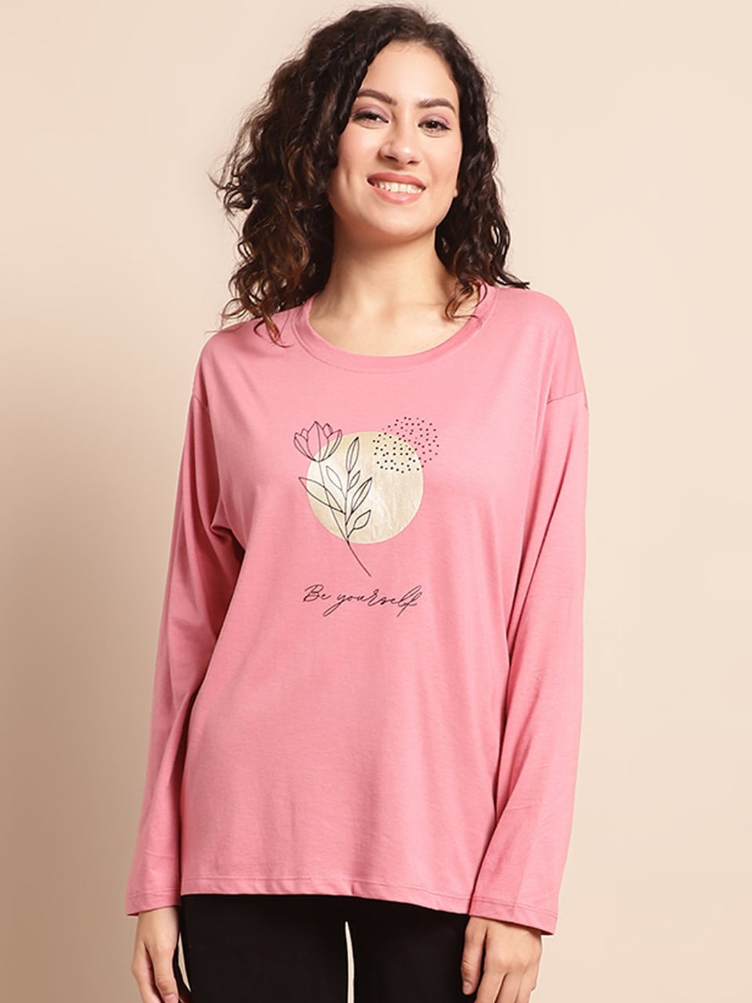 

Kanvin Floral Printed Lounge T-Shirt, Peach