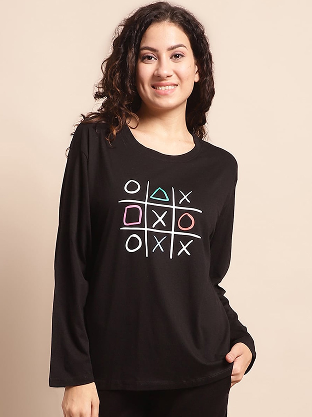 

Kanvin Geometric Printed Lounge T-Shirt, Black