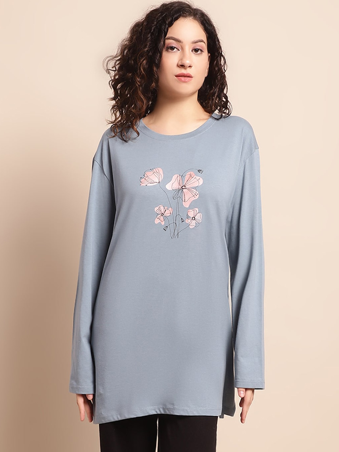 

Kanvin Floral Printed Lounge T-Shirt, Blue
