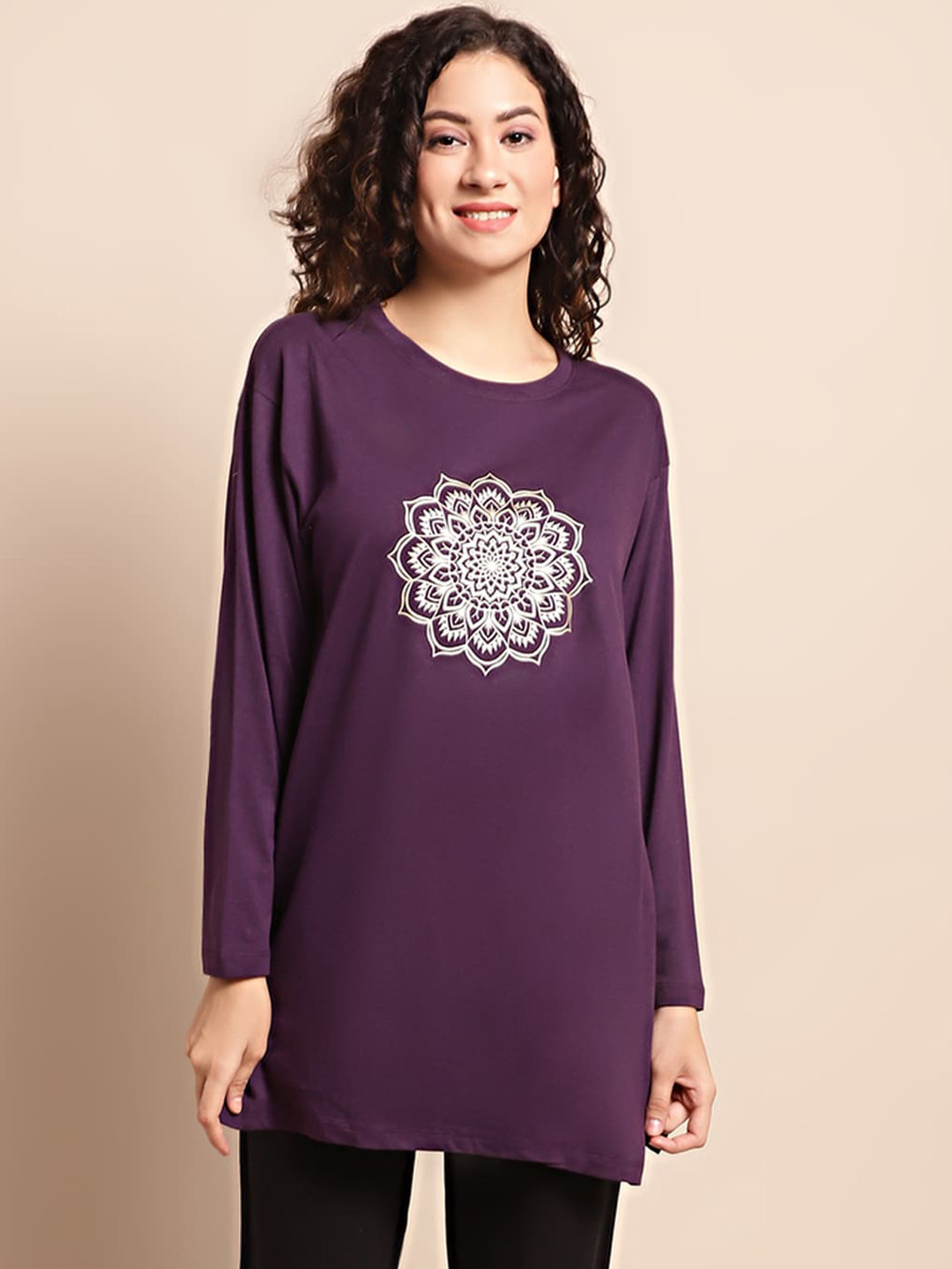 

Kanvin Floral Printed Lounge T-Shirt, Purple