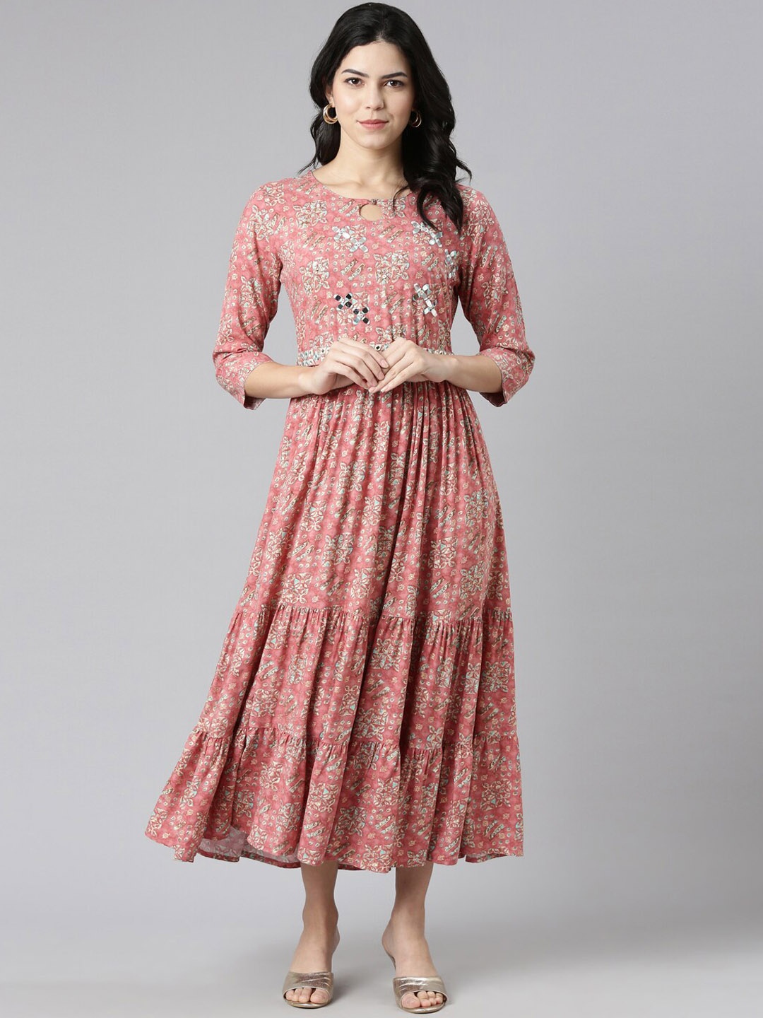 

Neerus Ethnic Motifs Printed Anarkali Kurta, Pink