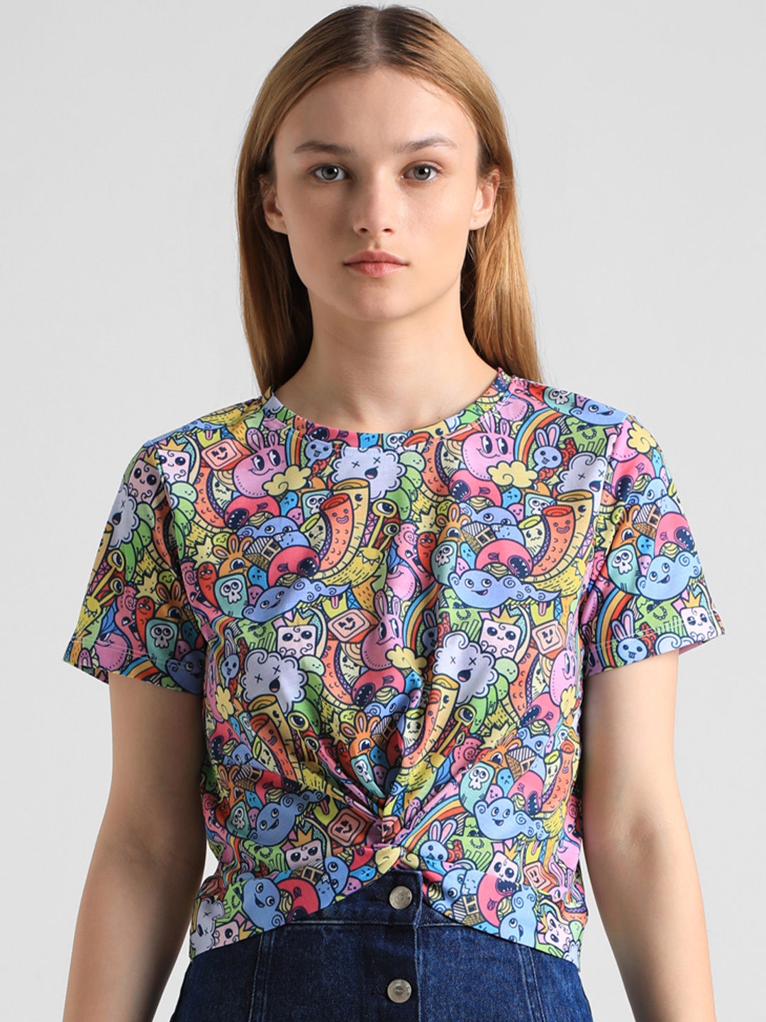 

ONLY Onld Mon SS Cloud Dancer Conversational Printed Round Neck T-shirt, Blue