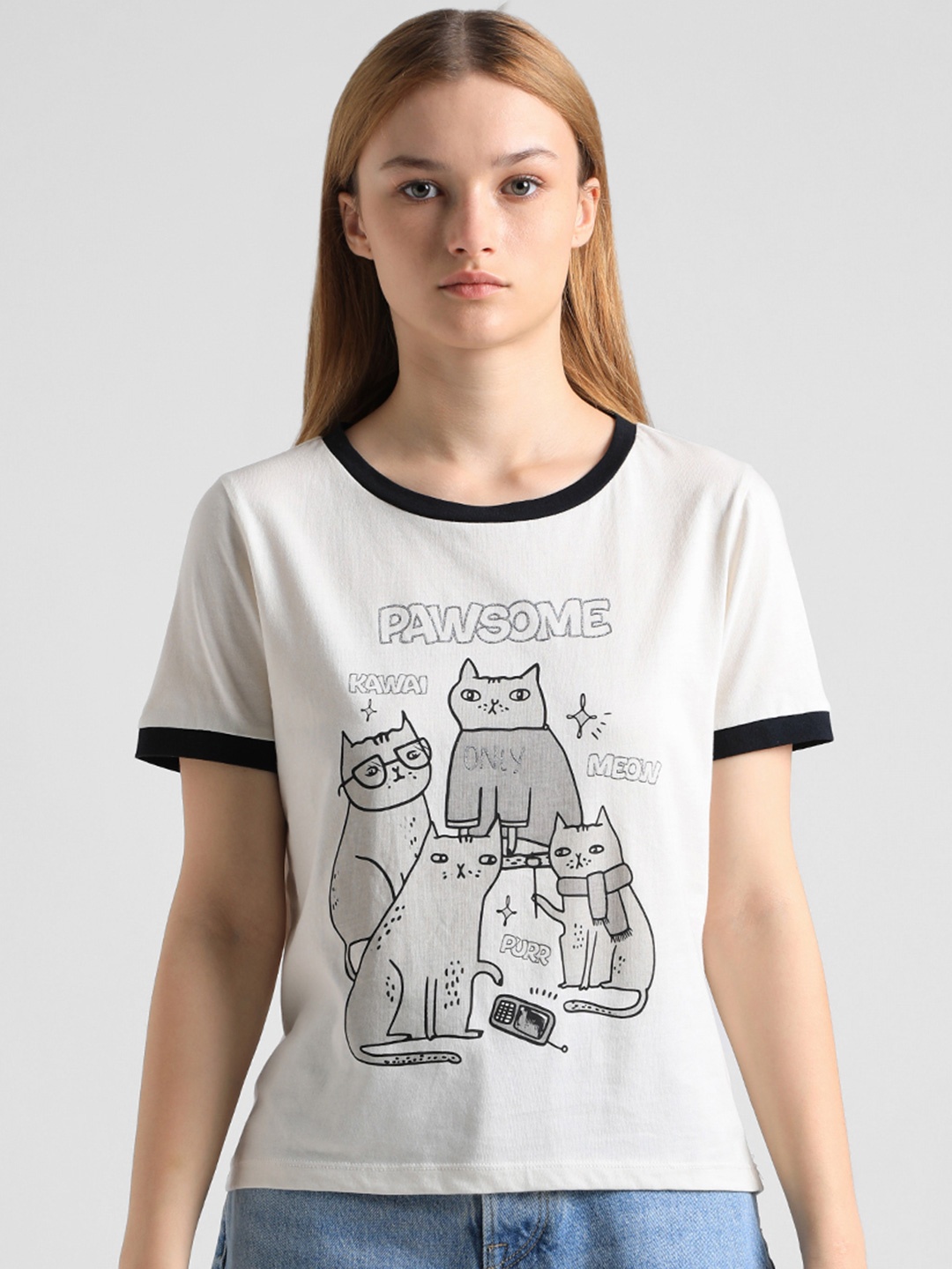 

ONLY Typography Printed T-shirt, White
