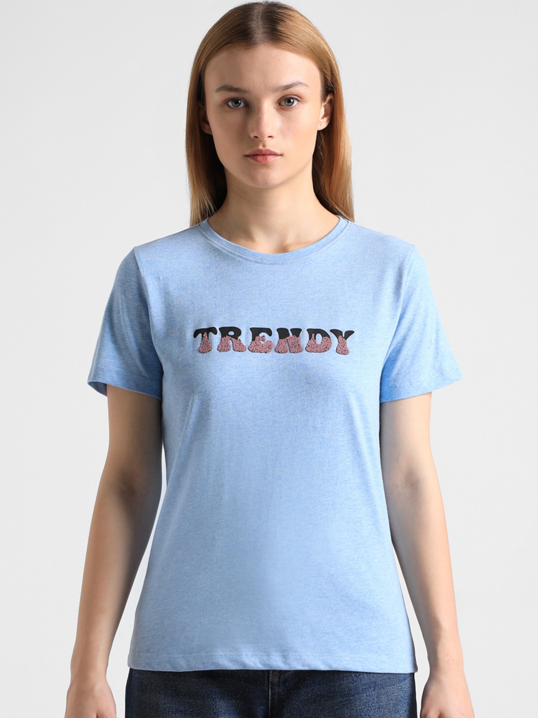 

ONLY Typography Applique T-shirt, Blue