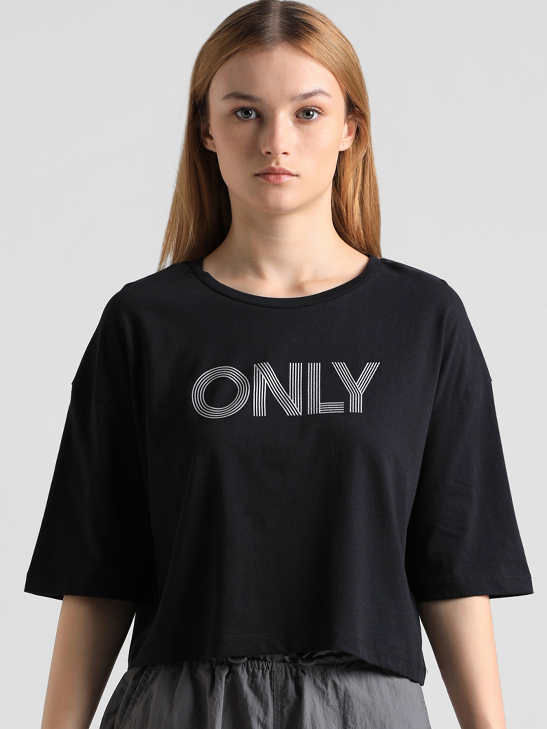 

ONLY Typography Printed Boxy T-shirt, Black
