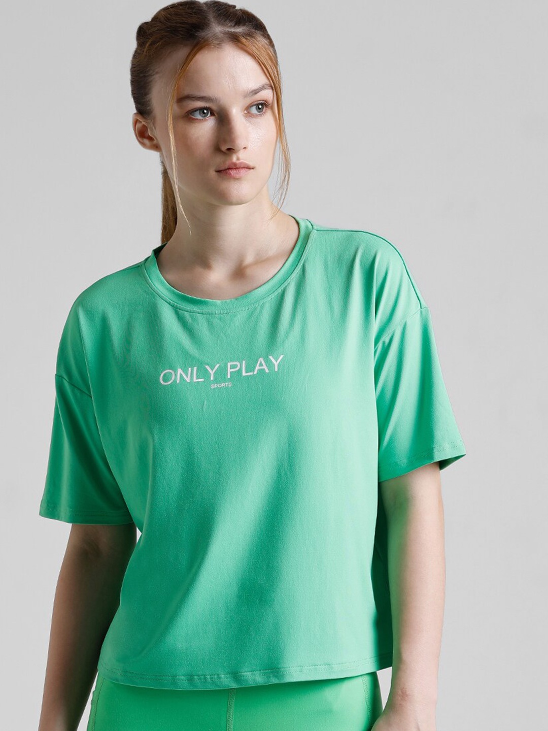

ONLY Typography Printed Boxy T-shirt, Green