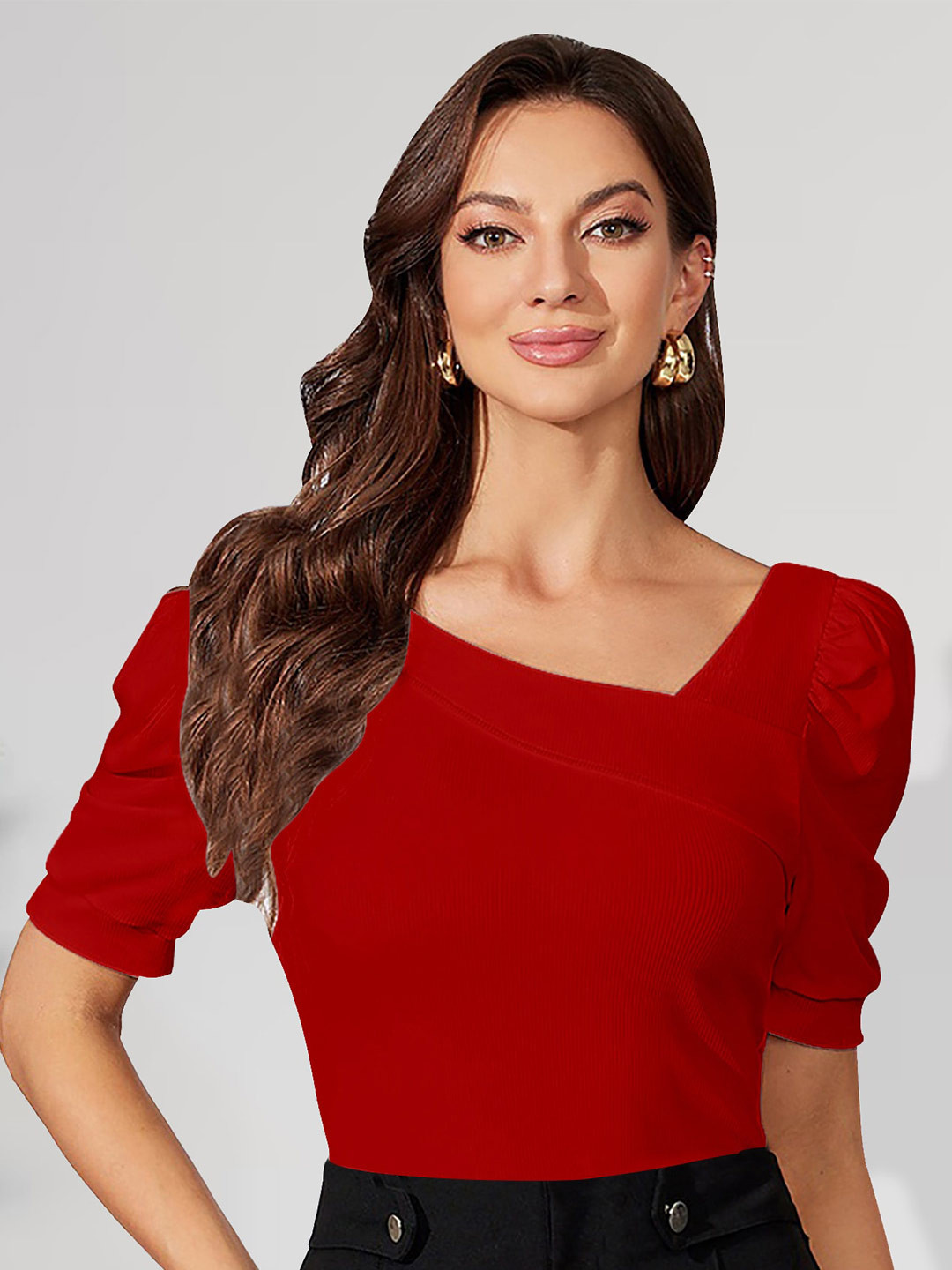 

Dream Beauty Fashion Ribbed Regular Top, Red