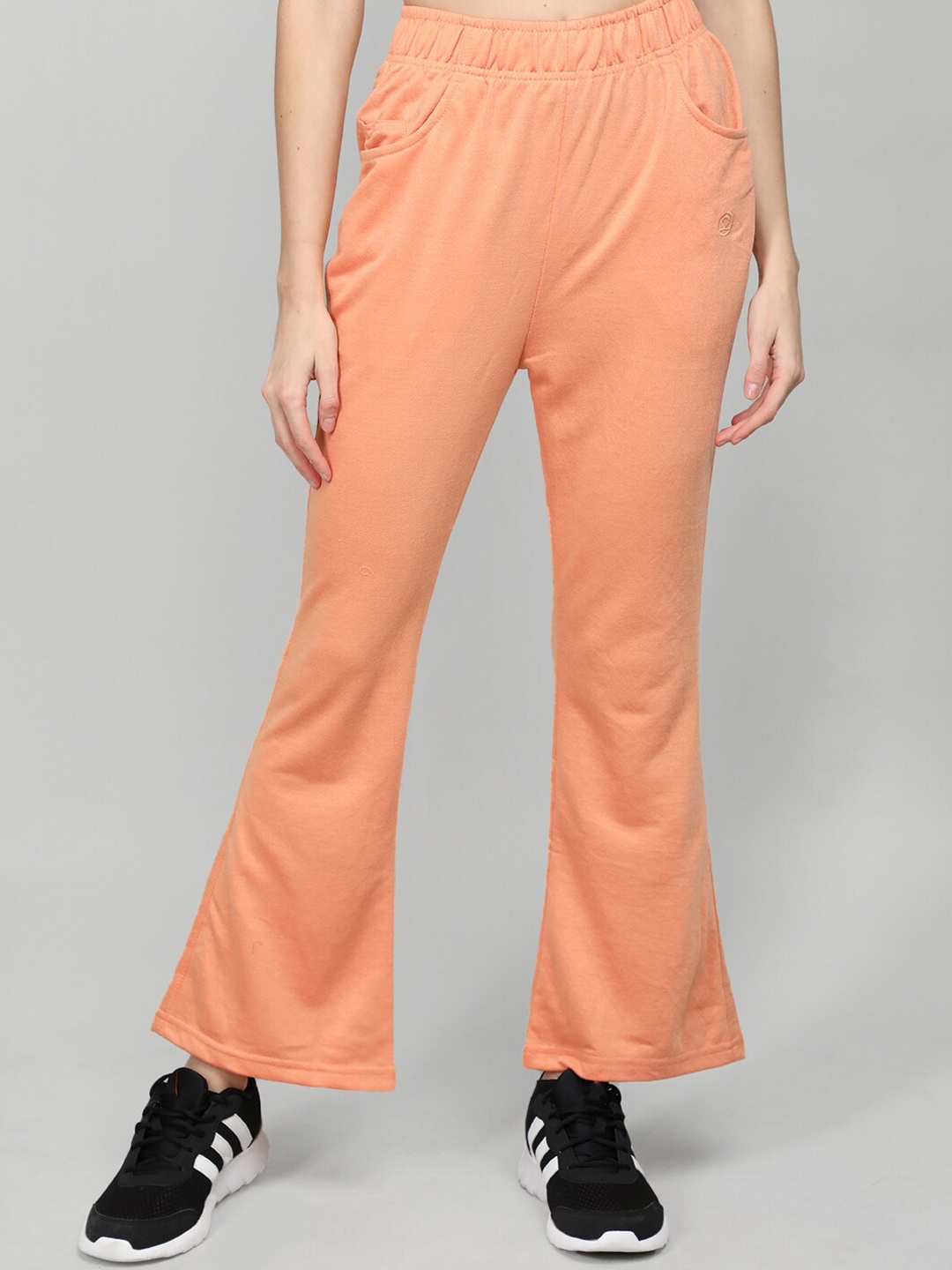 

CHKOKKO Women Mid-Rise Bootcut Track Pants, Orange