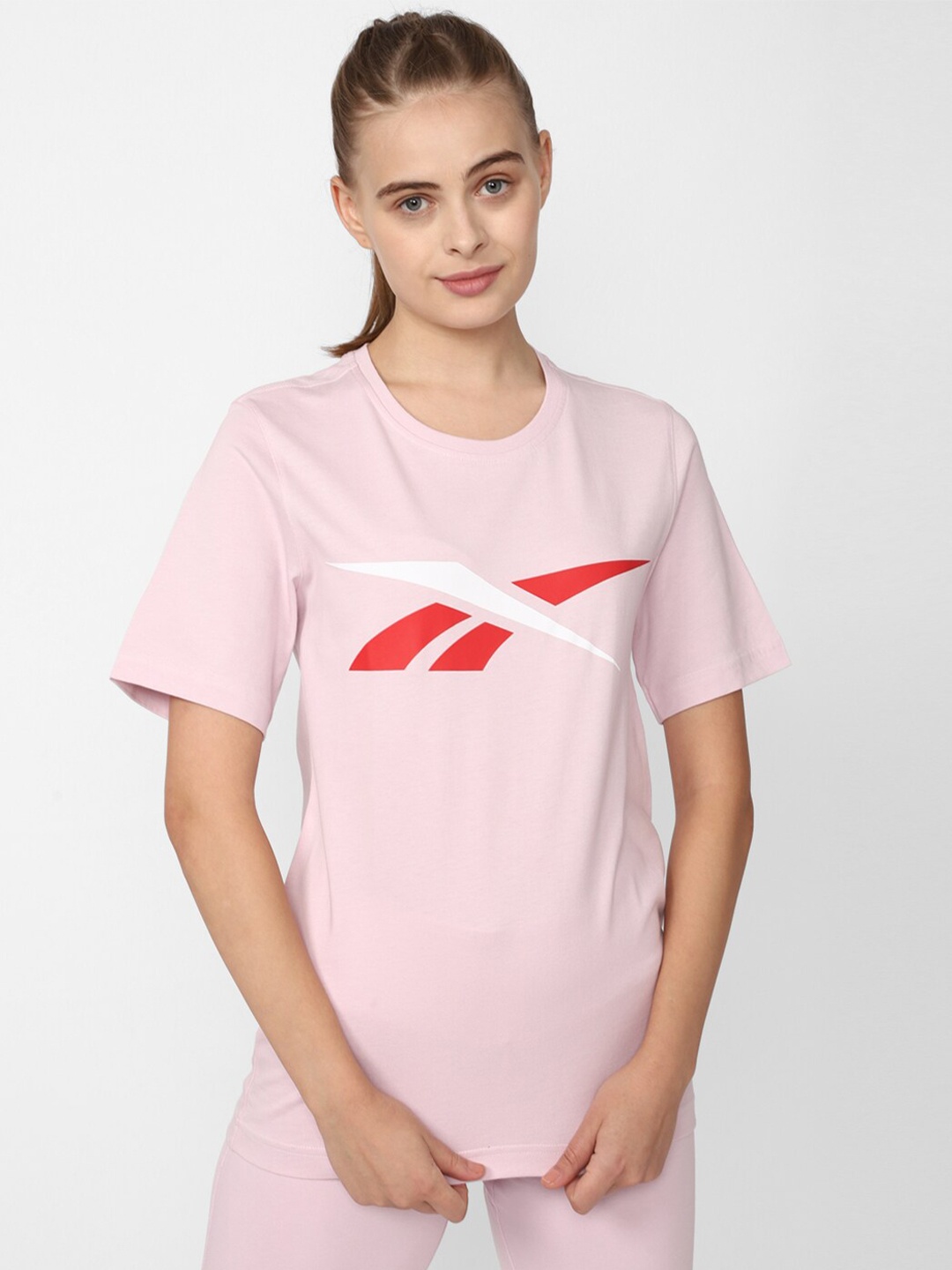 

Reebok Printed Pure Cotton T-shirt, Pink