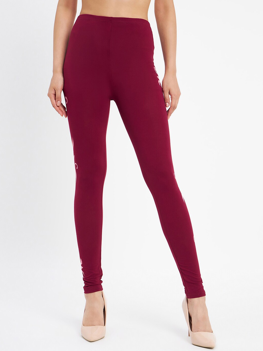 

Camey Printed Ankle Length Leggings, Maroon