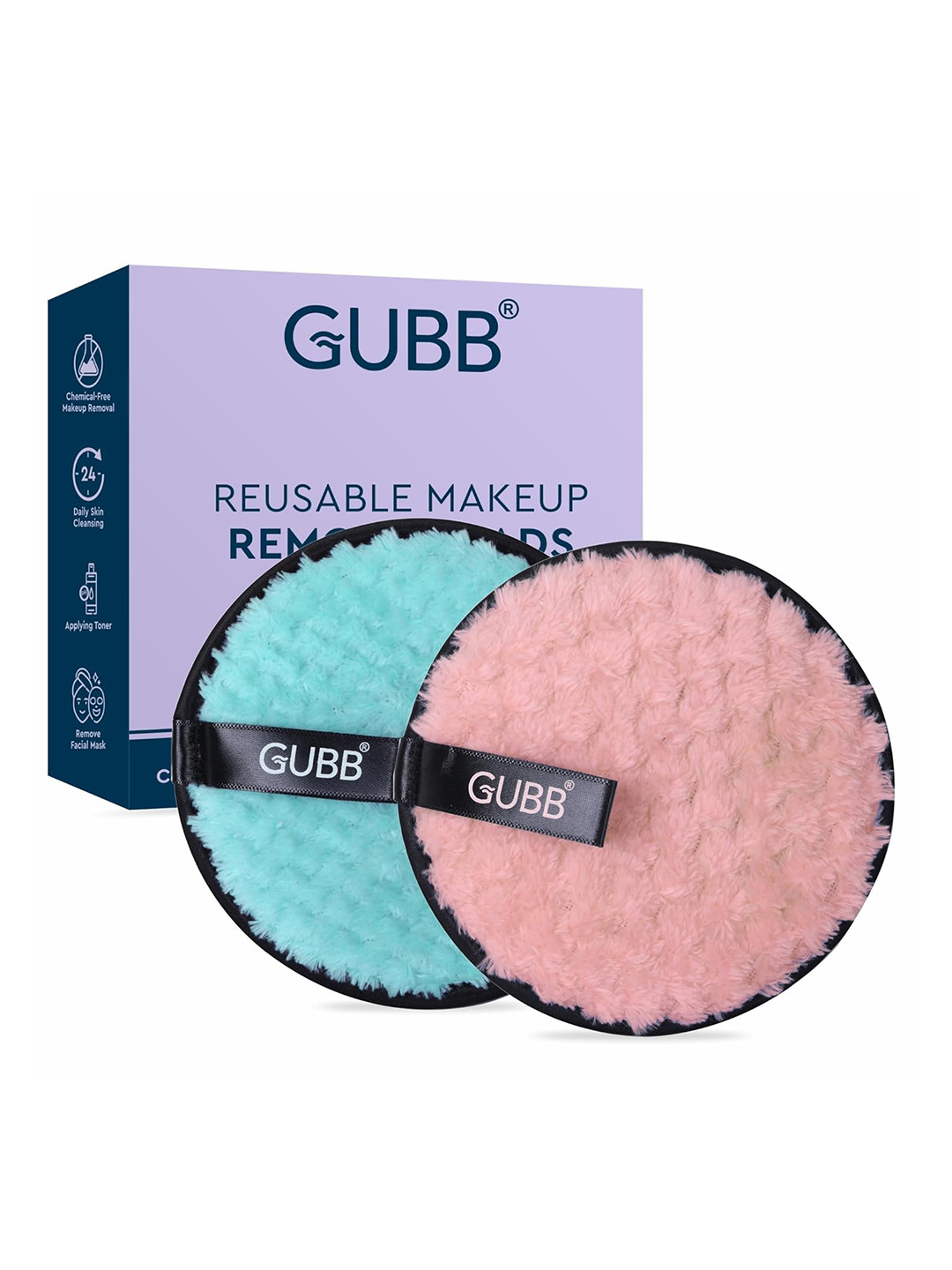 

GUBB Set of 2 Reuseable Makeup Remover Pads - Pink & Green