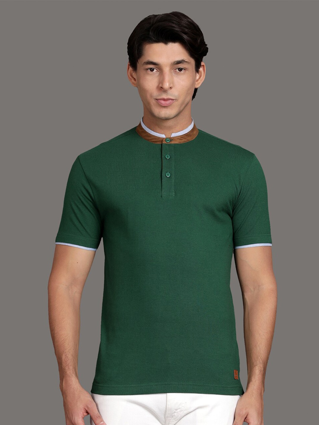 

Steenbok Mandarin Collar Slim Fit T-shirt, Green