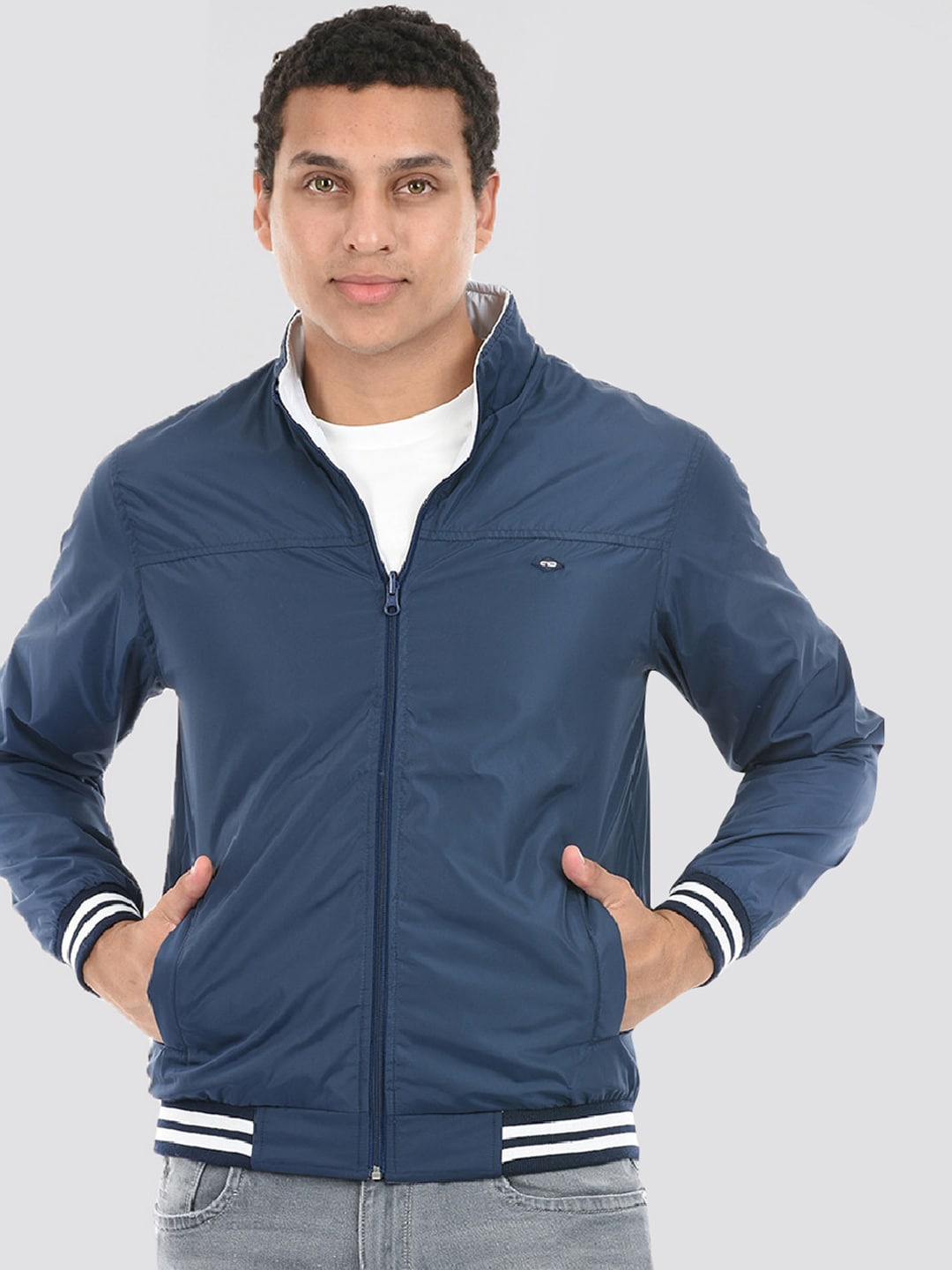 

Cloak & Decker by Monte Carlo Reversible Bomber Jacket, Blue