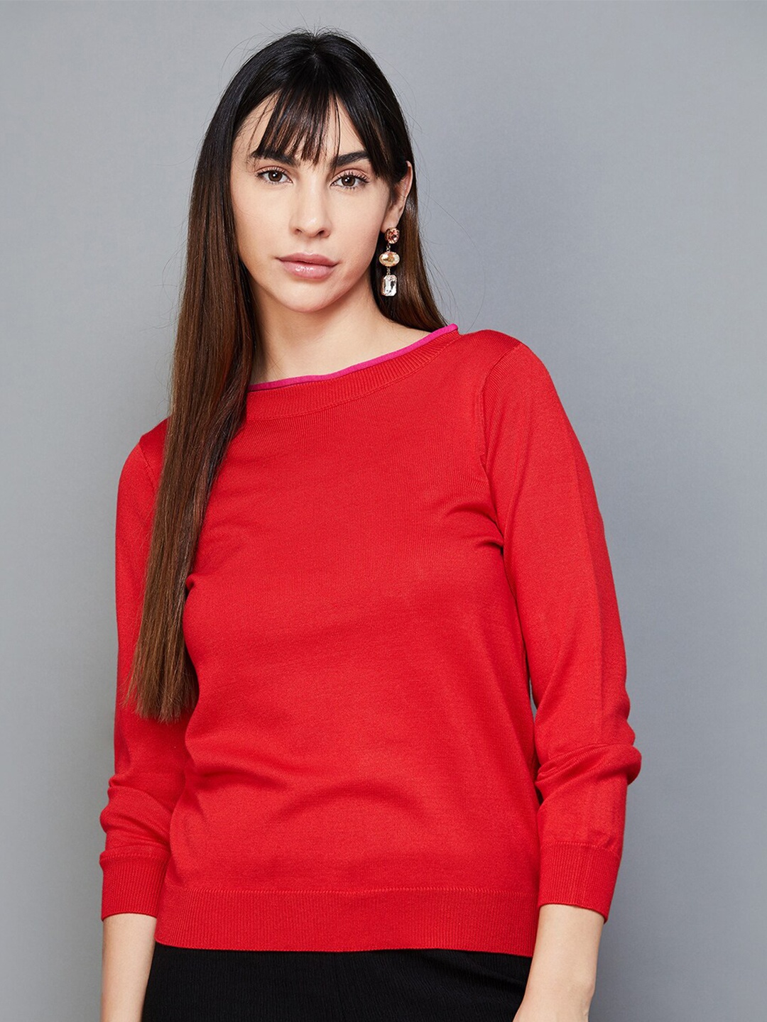 

CODE by Lifestyle Boat Neck Regular Top, Red