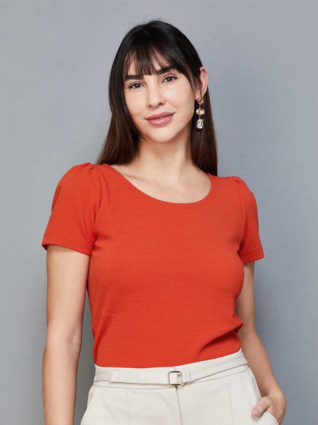 

CODE by Lifestyle Round Neck Regular Top, Orange