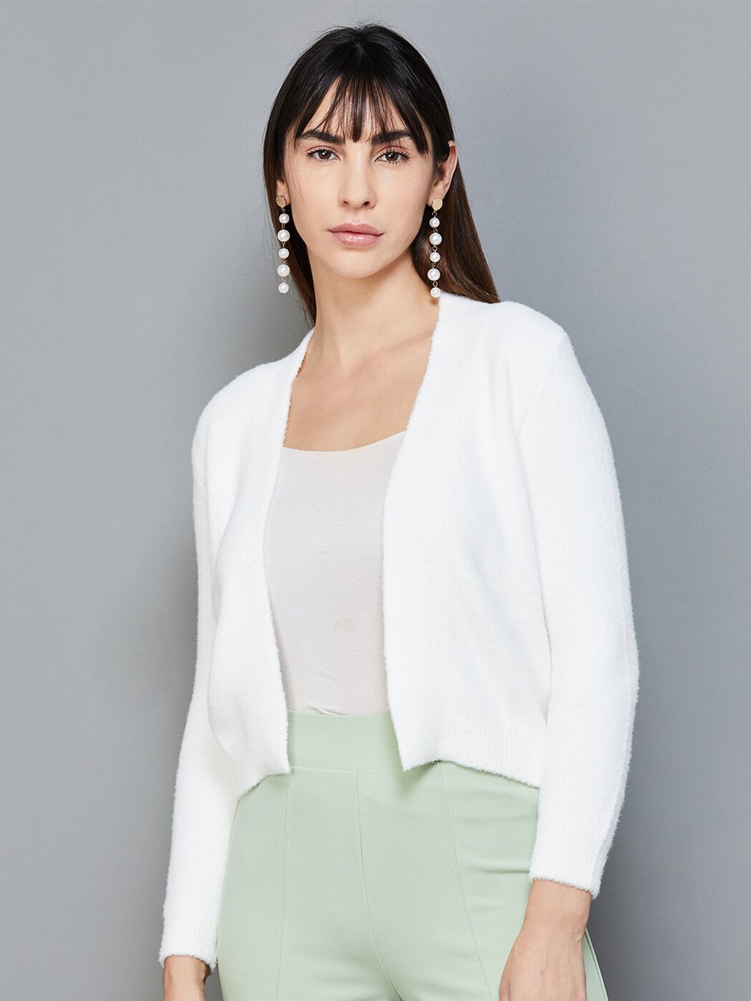 

CODE by Lifestyle Crop Front-Open Sweater, White