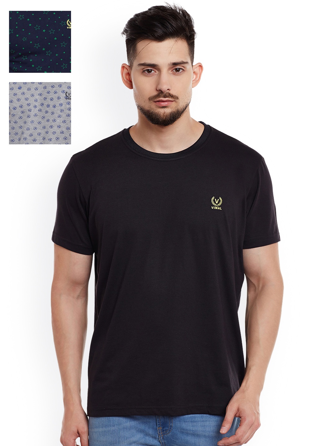 

MACK Men Pack of 3 Slim-Fit T-Shirts, Grey melange