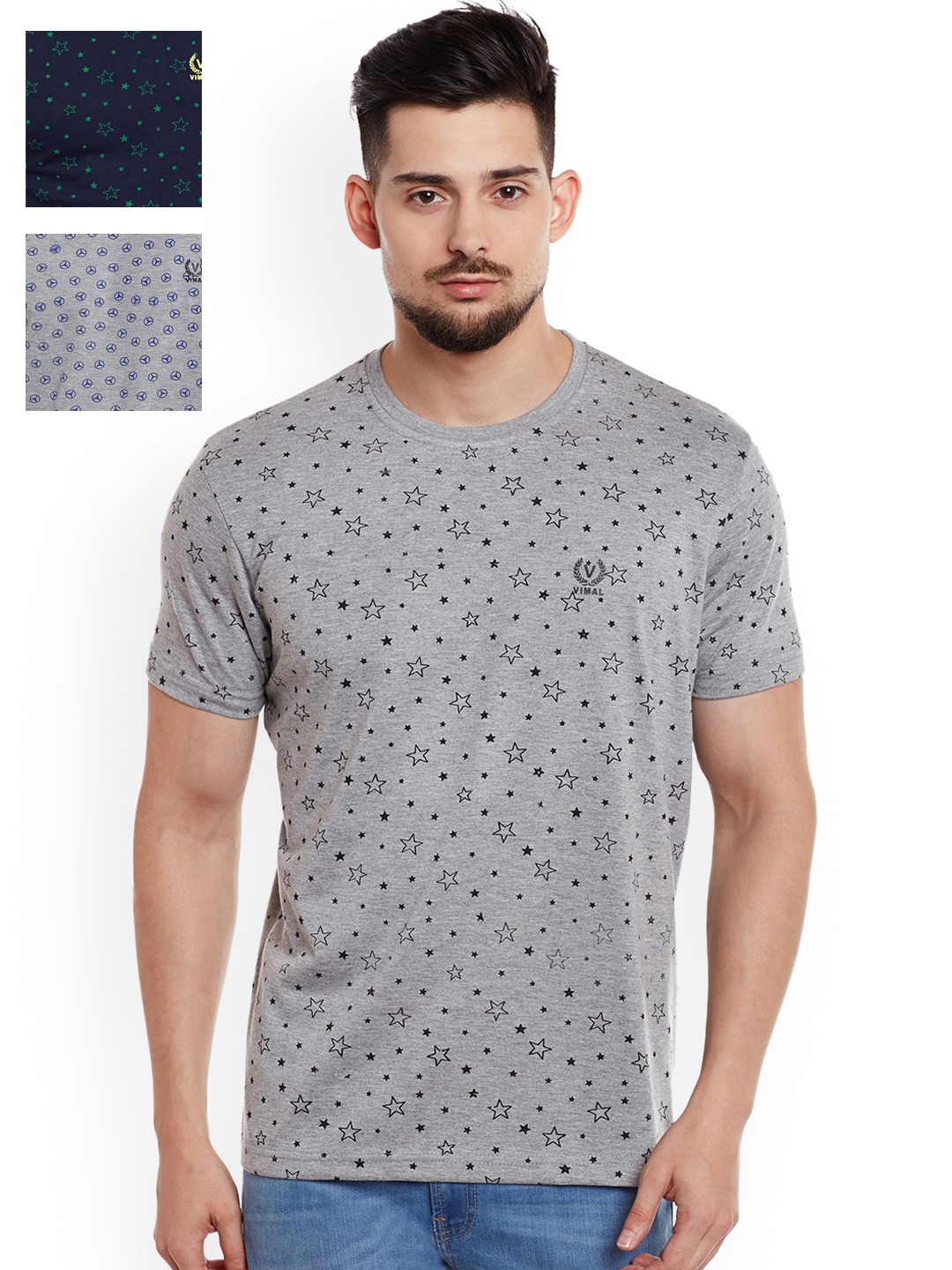 

MACK Men Pack of 3 Slim-Fit T-Shirts, Grey melange