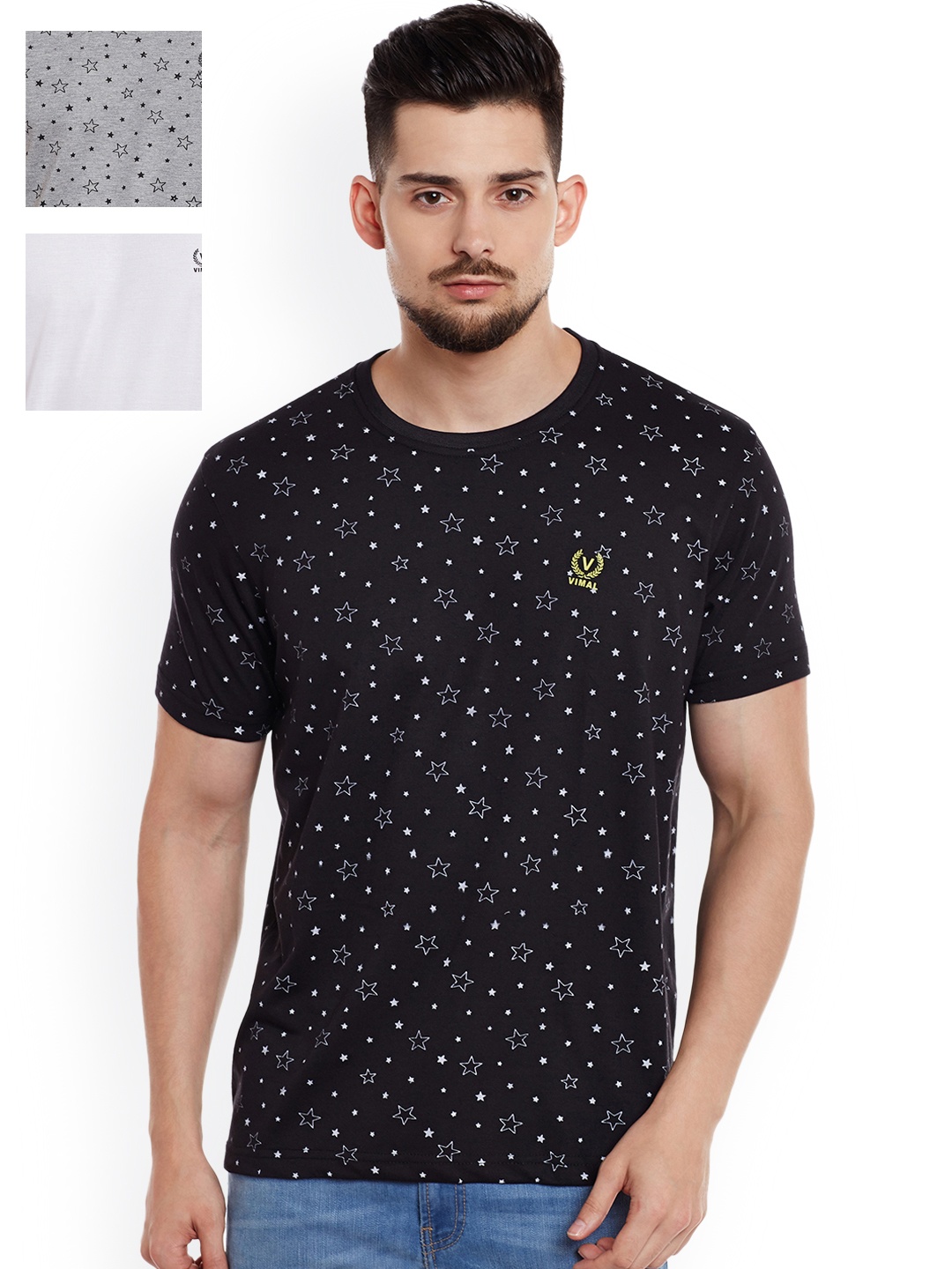 

MACK Men Pack of 3 Slim-Fit T-Shirts, Grey melange
