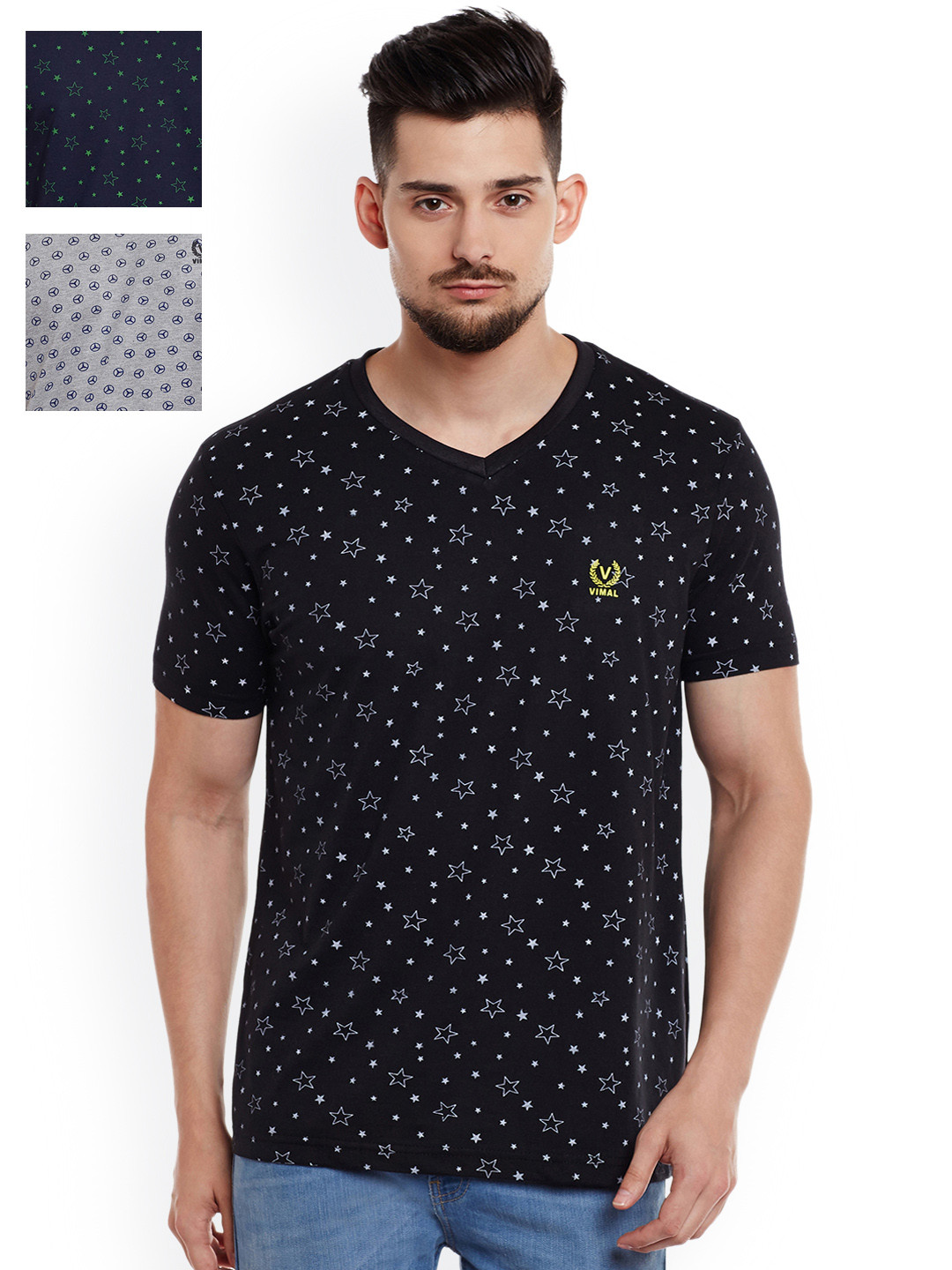 

MACK Men Pack of 3 Slim-Fit T-Shirts, Navy blue