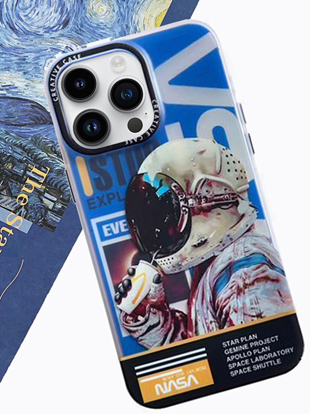 

TREEMODA Astronaut Printed iPhone 14 Pro Max Phone Back Case, Blue