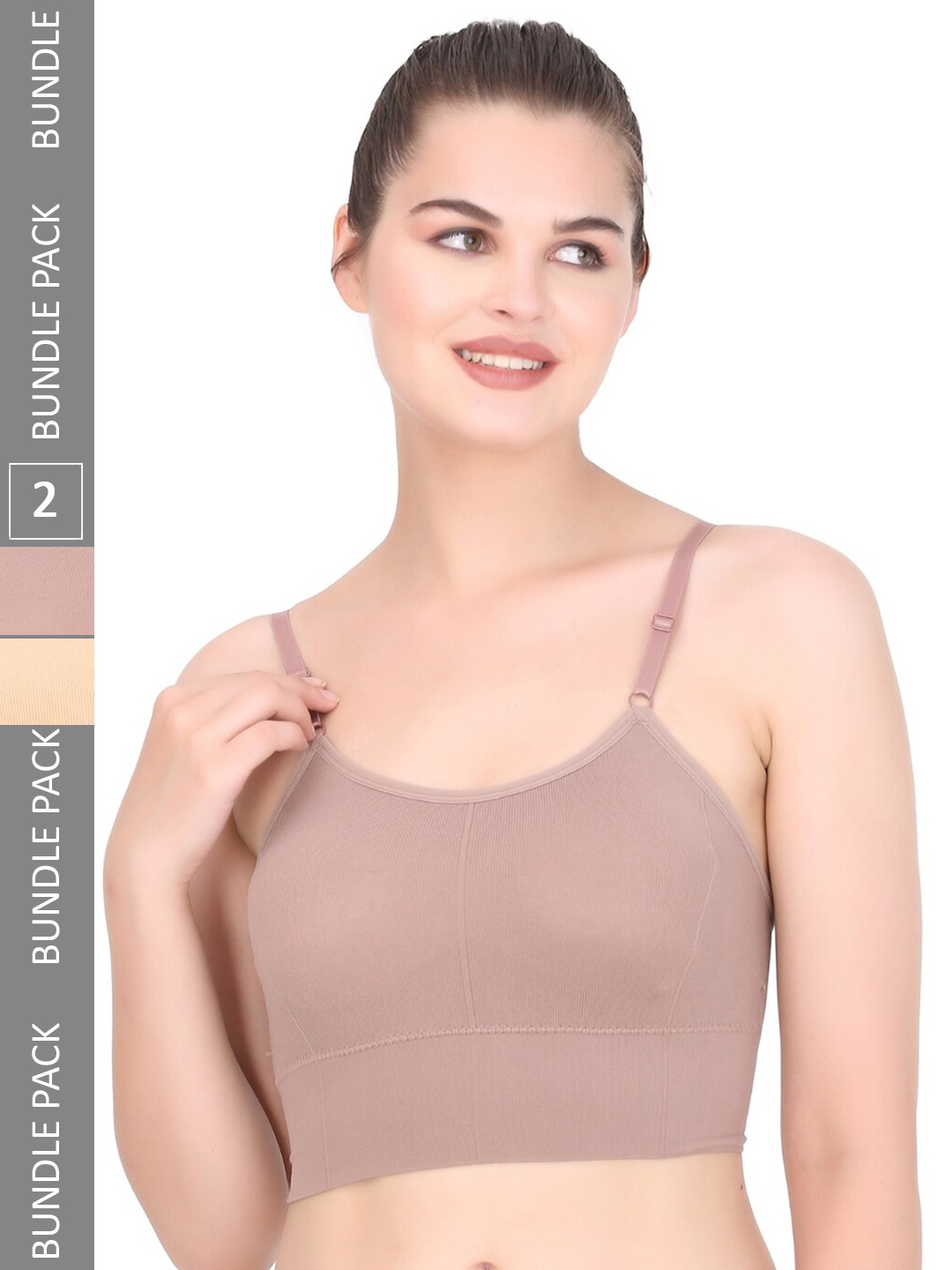 

MYSHA Pack Of 2 Full Coverage Lightly Padded Workout Bra With All Day Comfort, Beige