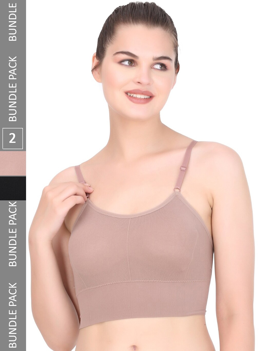 

MYSHA Pack Of 2 Full Coverage Lightly Padded Seamless Workout Bra With All Day Comfort, Brown