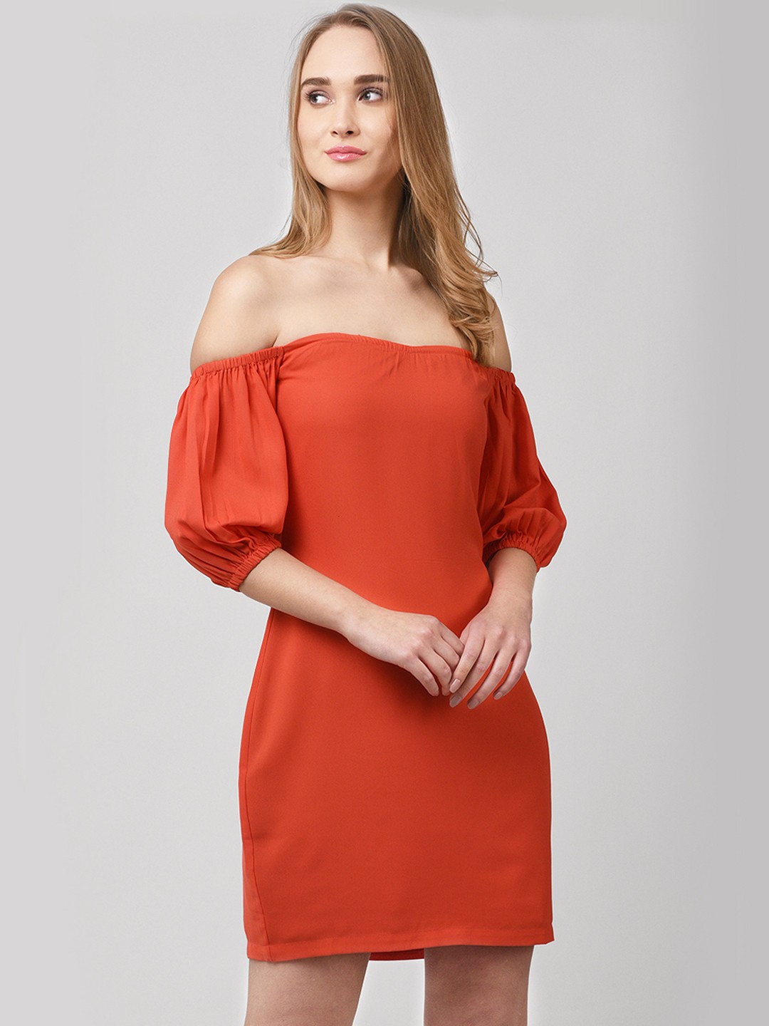 

STREET 9 Women Orange Solid Sheath Dress