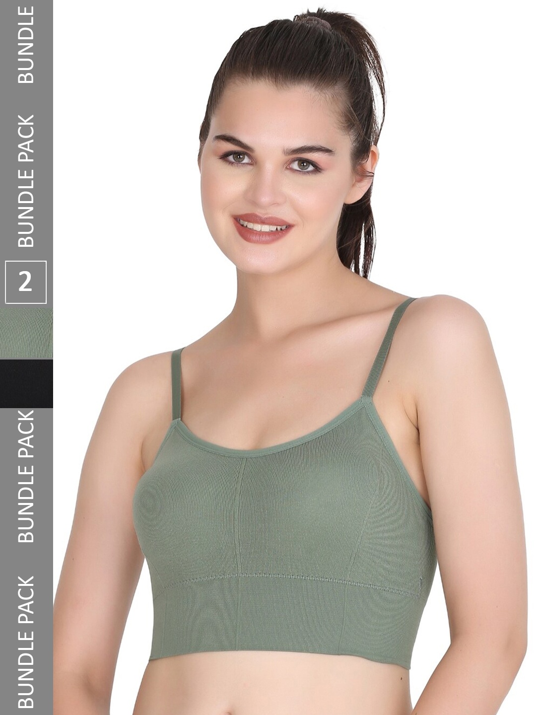 

MYSHA Pack Of 2 Full Coverage Lightly Padded Workout Bra With All Day Comfort, Black