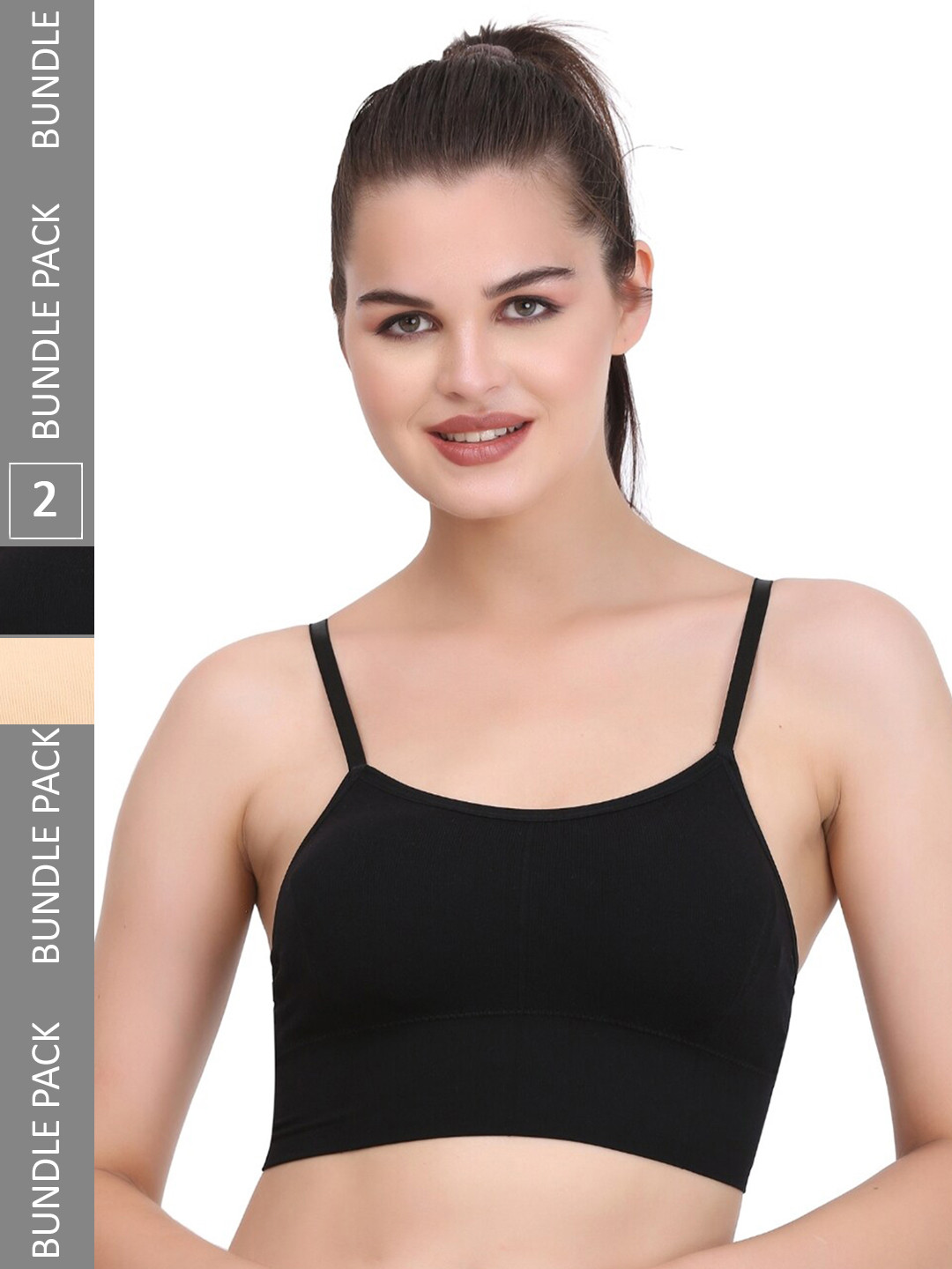 

MYSHA Pack Of 2 Full Coverage Lightly Padded Workout Bra With All Day Comfort, Black