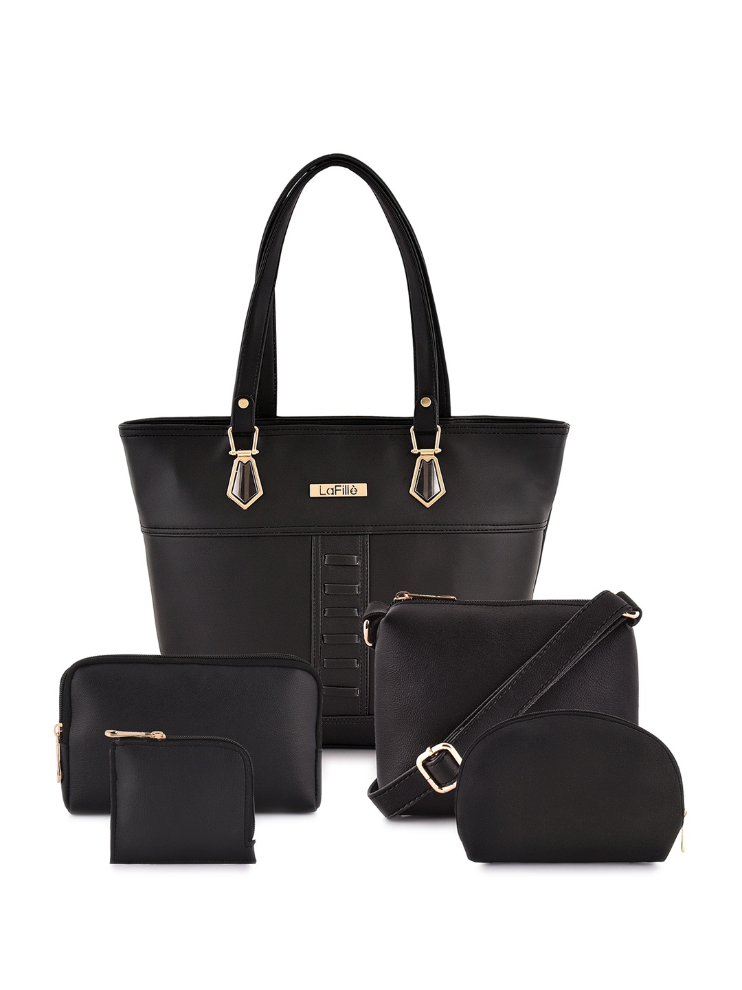 

LaFille Pack Of 5 Structured Shoulder Bag, Black