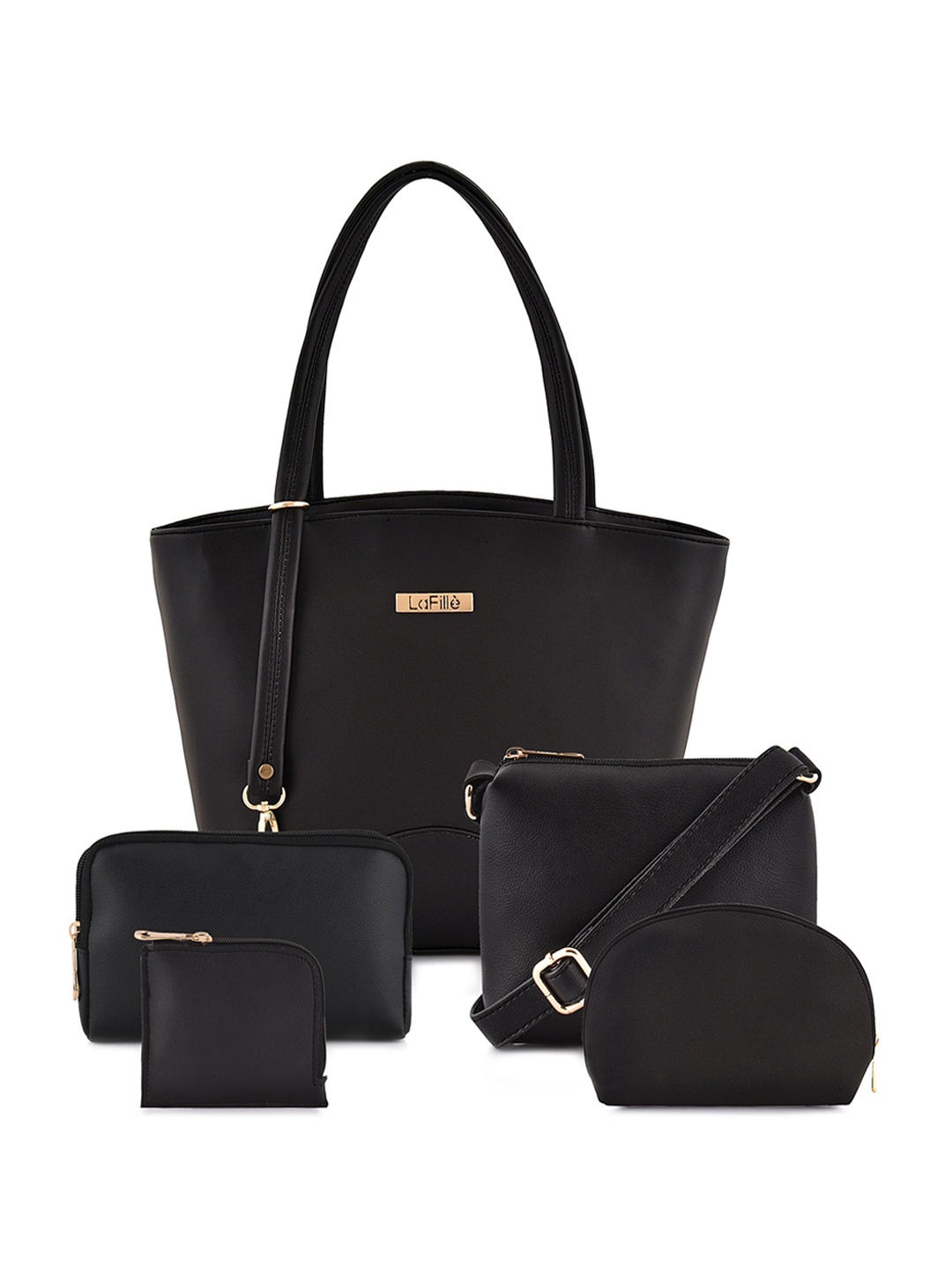 

LaFille Pack Of 5 Structured Shoulder Bag, Black