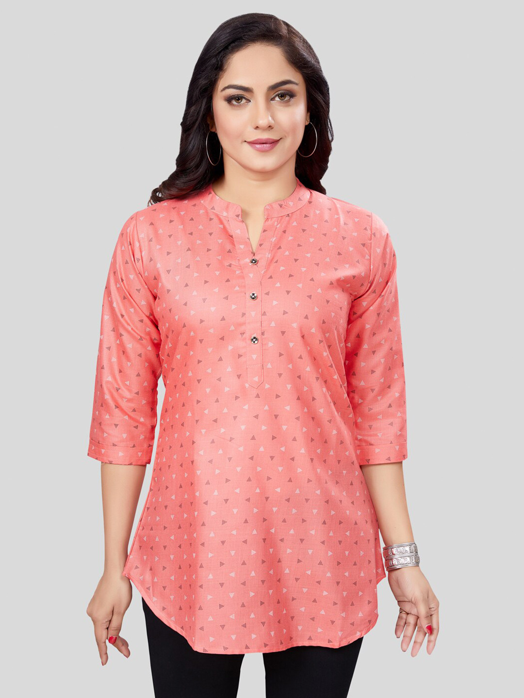 

Saree Swarg Geometric Printed Kurti, Pink