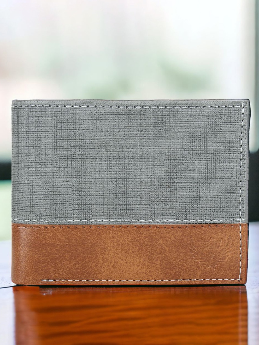

LORENZ Men Colourblocked PU Two Fold Wallet, Grey