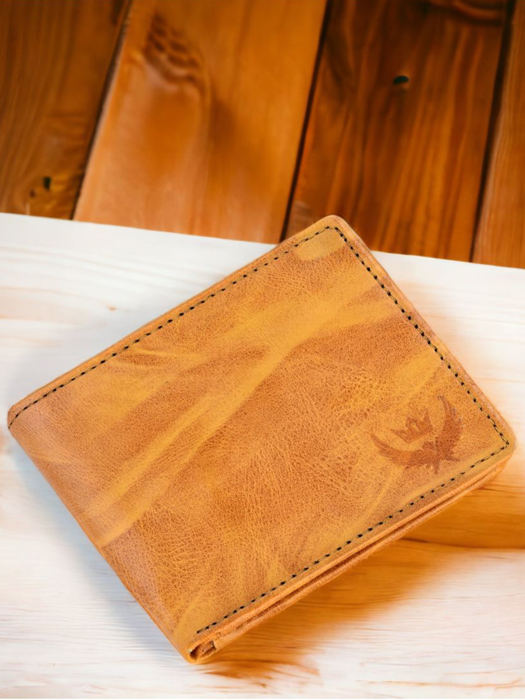 

LORENZ Men Abstract Printed PU Two Fold Wallet, Beige